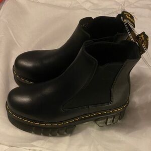 NWT - Dr. Martens Black Chelsea Boots with Yellow Stitching